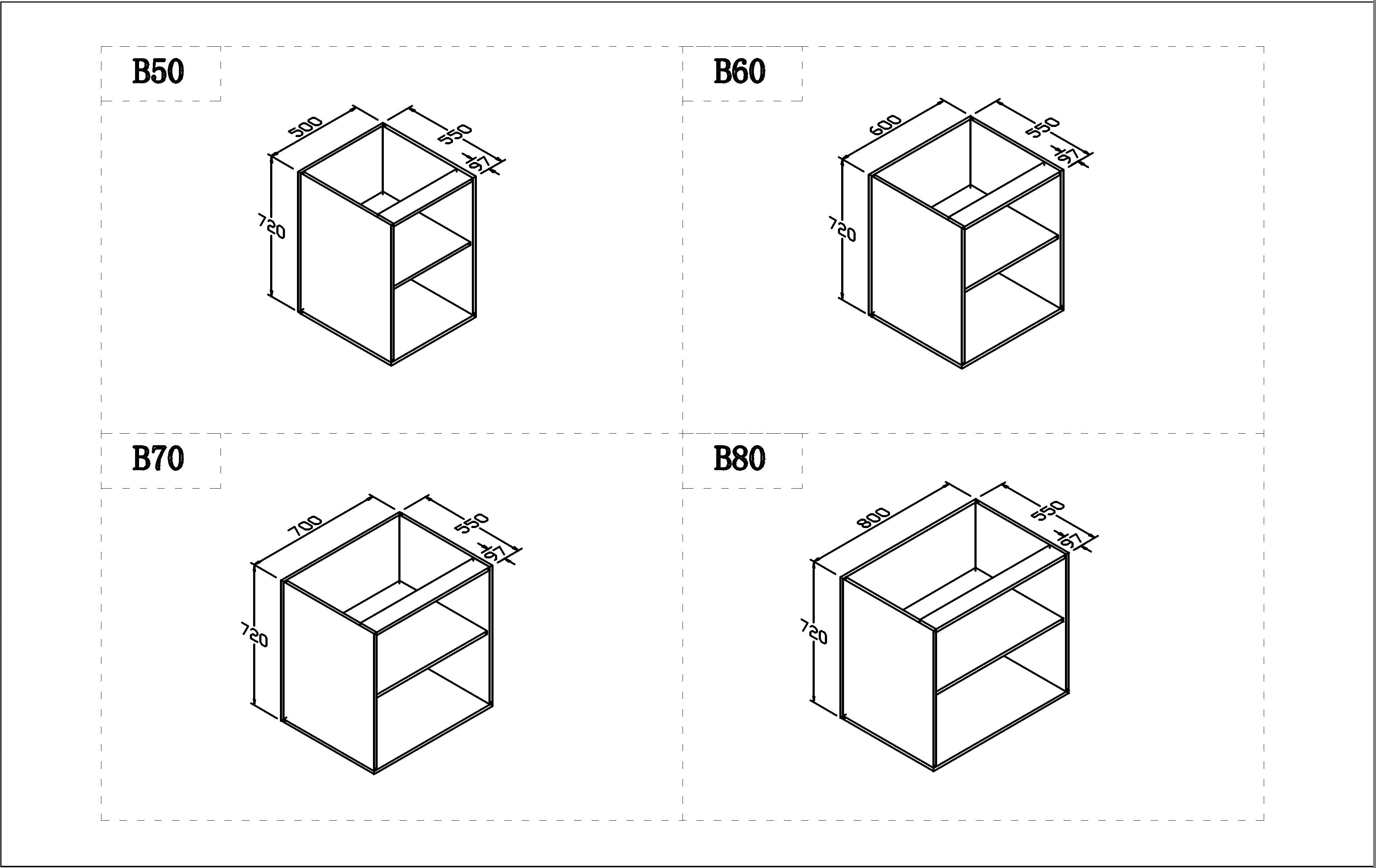 2pac White Gloss Base Cabinet Unit (200MM-1000MM)